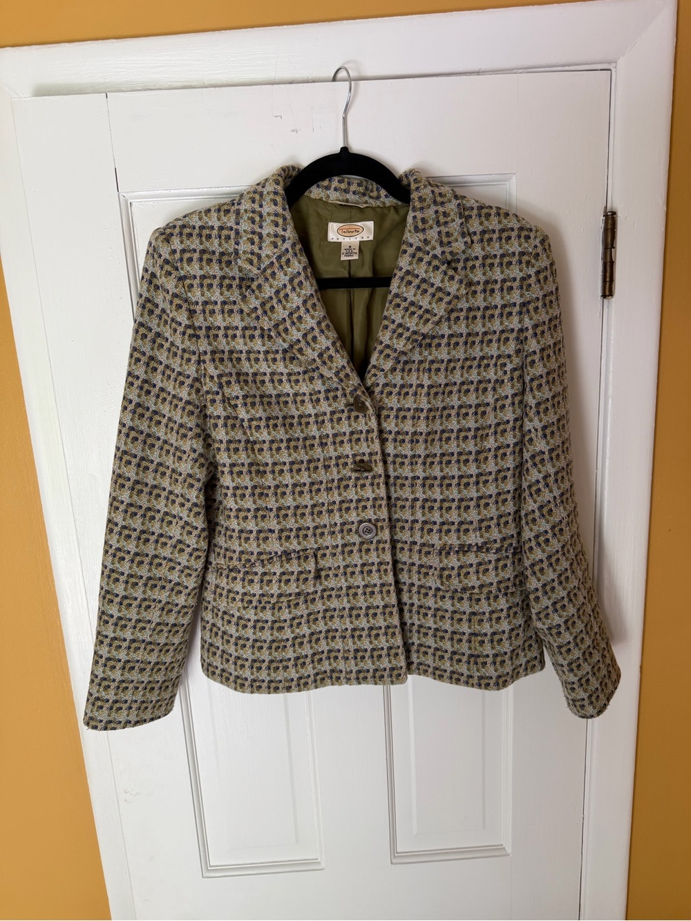Talbots Olive Multi Tweed Single-Button Blazer